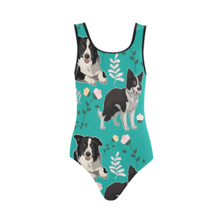 Border Collie Flower Vest One Piece Swimsuit (Model S04) - TeeAmazing