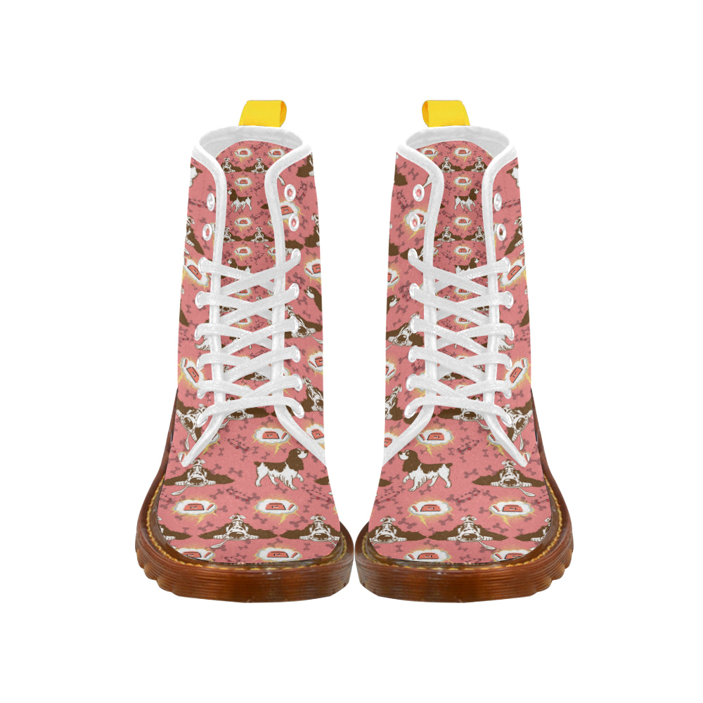 English Cocker Spaniel Pattern White Boots For Women - TeeAmazing