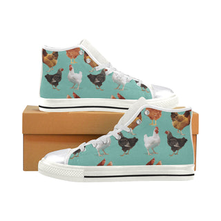 Chicken Pattern White Women's Classic High Top Canvas Shoes - TeeAmazing