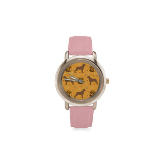 Rottweiler Pattern Women's Rose Gold Leather Strap Watch - TeeAmazing