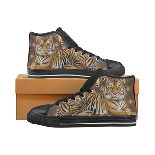 Tiger Black High Top Canvas Women's Shoes/Large Size - TeeAmazing