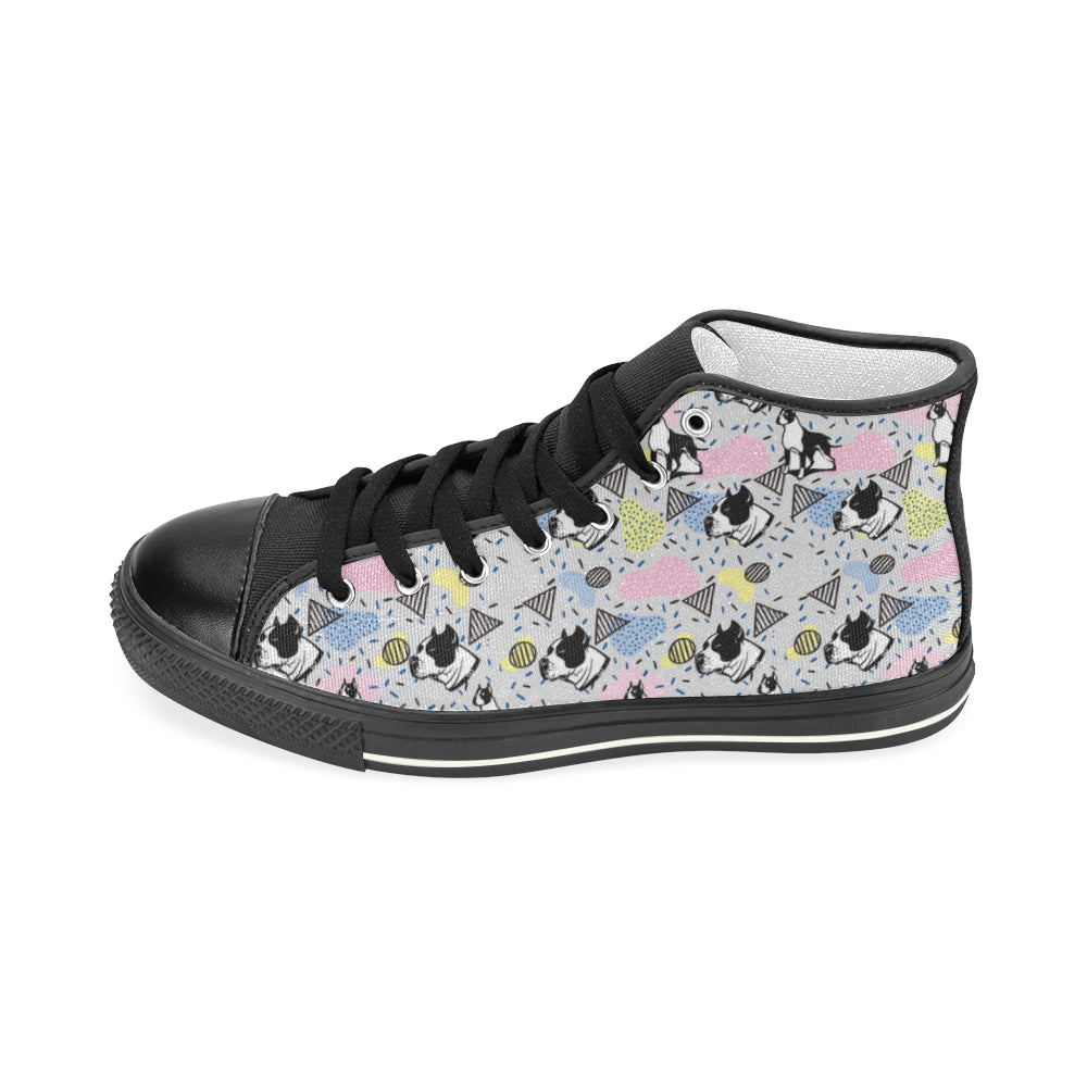 American Staffordshire Terrier Pattern Black Women's Classic High Top Canvas Shoes - TeeAmazing