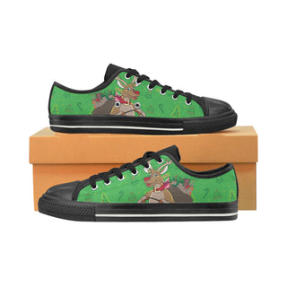 Reindeer Christmas Black Canvas Women's Shoes/Large Size - TeeAmazing