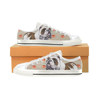 English Bulldog White Canvas Women's Shoes/Large Size - TeeAmazing