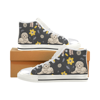 Goldendoodle Flower White Women's Classic High Top Canvas Shoes - TeeAmazing