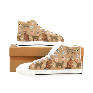 Bengal Cat White Men’s Classic High Top Canvas Shoes /Large Size - TeeAmazing