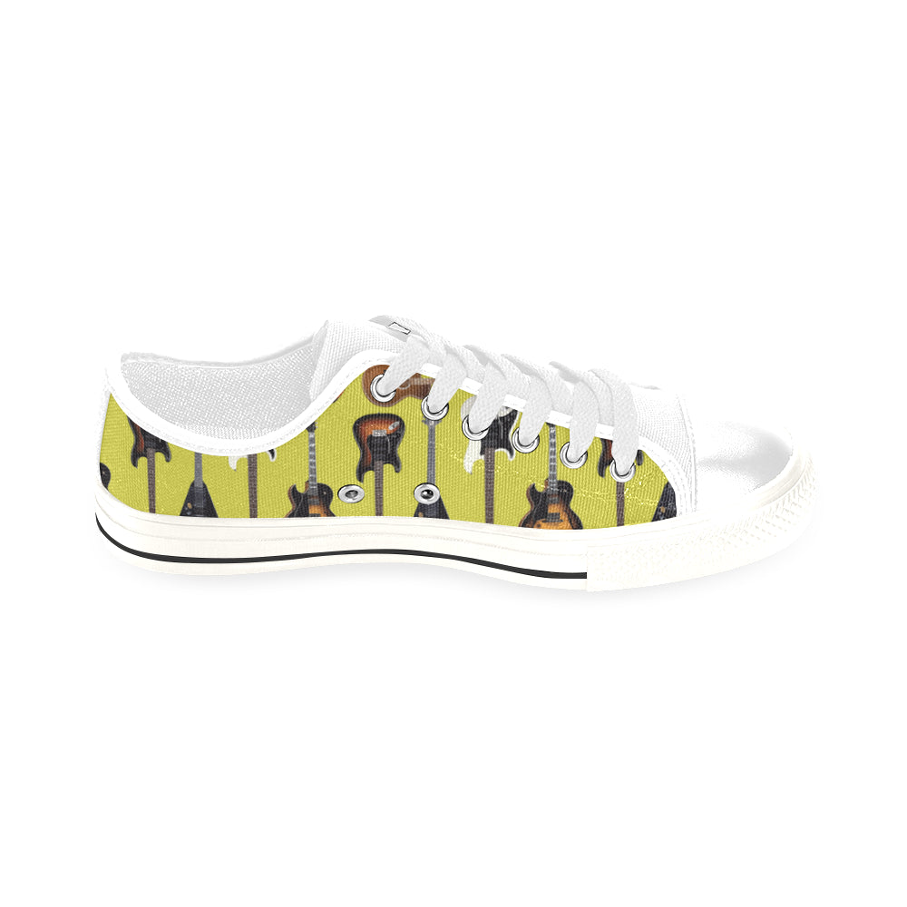 Guitar Pattern White Men's Classic Canvas Shoes/Large Size - TeeAmazing