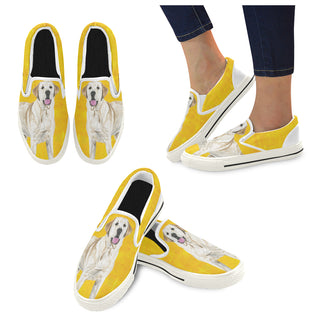 Labrador Retriever Water Colour No.1 White Women's Slip-on Canvas Shoes/Large Size (Model 019) - TeeAmazing