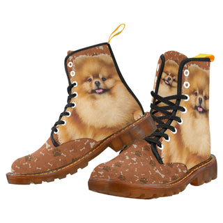 Pomeranian Dog Black Boots For Men - TeeAmazing