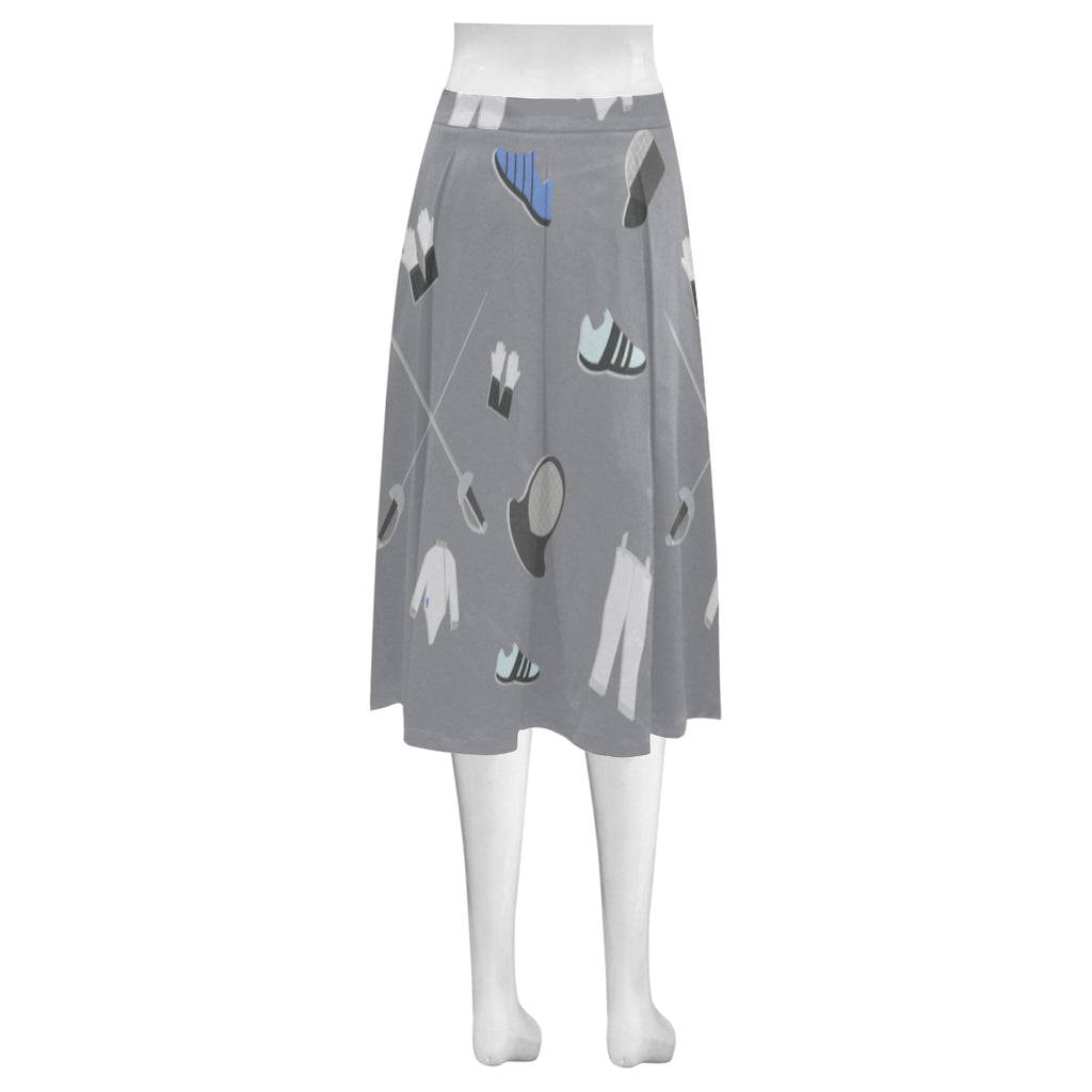 Fencing Pattern Mnemosyne Women's Crepe Skirt (Model D16) - TeeAmazing