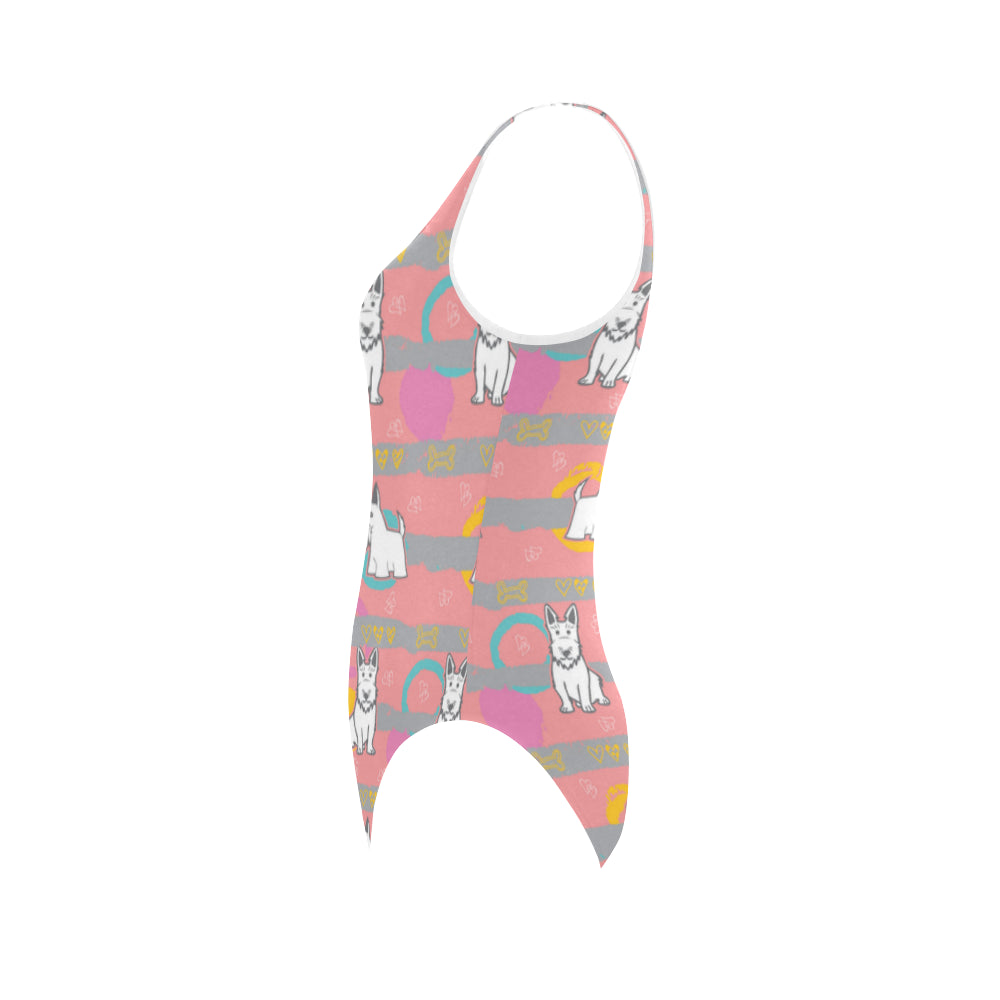Scottish Terrier Pattern Vest One Piece Swimsuit - TeeAmazing