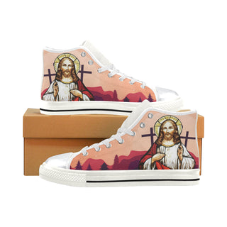 Jesus White High Top Canvas Shoes for Kid - TeeAmazing