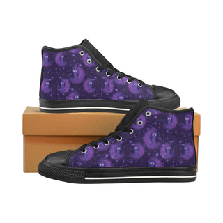 Luna Pattern Black Men’s Classic High Top Canvas Shoes /Large Size - TeeAmazing