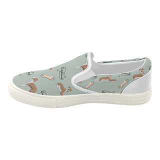 Greyhound Pattern White Women's Slip-on Canvas Shoes - TeeAmazing