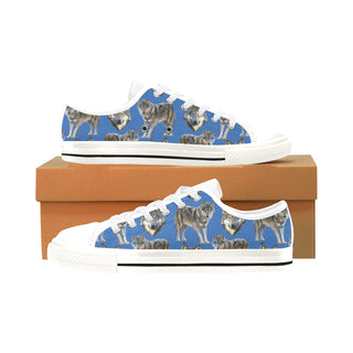 Wolf Pattern White Men's Classic Canvas Shoes/Large Size - TeeAmazing