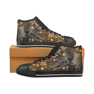 Triceritop Black High Top Canvas Women's Shoes/Large Size - TeeAmazing