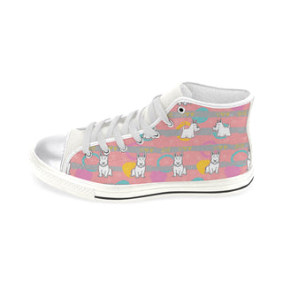 Scottish Terrier Pattern White Women's Classic High Top Canvas Shoes - TeeAmazing