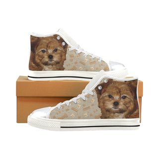 Shorkie Dog White High Top Canvas Shoes for Kid - TeeAmazing