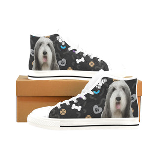 Bearded Collie Dog White Men’s Classic High Top Canvas Shoes /Large Size - TeeAmazing