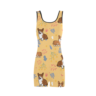 Corgi Flower Classic One Piece Swimwear (Model S03) - TeeAmazing