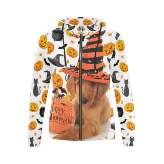 Golden Retriever Halloween V2 All Over Print Full Zip Hoodie for Women - TeeAmazing