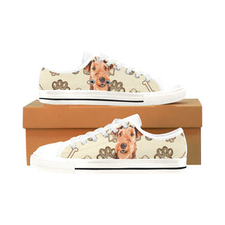 Airedale Terrier White Men's Classic Canvas Shoes/Large Size - TeeAmazing