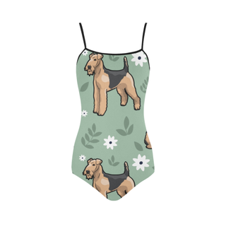 Airedale Terrier Flower Strap Swimsuit ( Model S05) - TeeAmazing