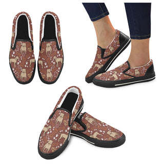 Staffordshire Bull Terrier Pettern Black Women's Slip-on Canvas Shoes/Large Size (Model 019) - TeeAmazing