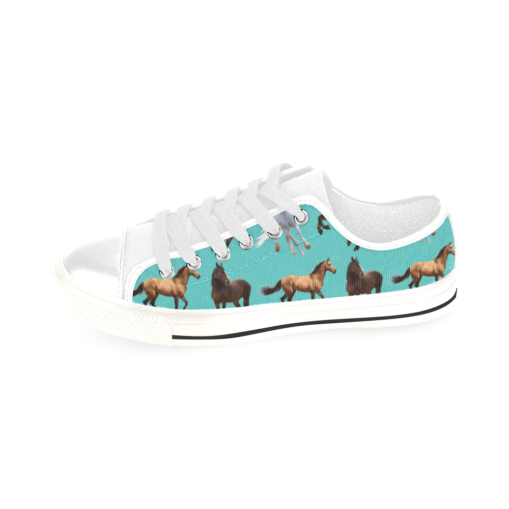 Horse Pattern White Men's Classic Canvas Shoes/Large Size - TeeAmazing