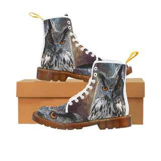 Owl White Boots For Men - TeeAmazing