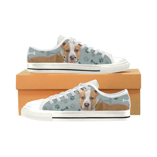 American Staffordshire Terrier White Low Top Canvas Shoes for Kid - TeeAmazing