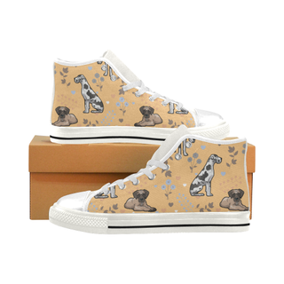 Great Dane Flower White Men’s Classic High Top Canvas Shoes - TeeAmazing