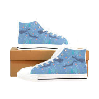 Scuba Diving Pattern White Men’s Classic High Top Canvas Shoes /Large Size - TeeAmazing