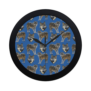 Wolf Pattern Black Circular Plastic Wall clock - TeeAmazing