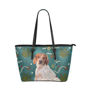 Brittany Spaniel Dog Leather Tote Bag/Small - TeeAmazing