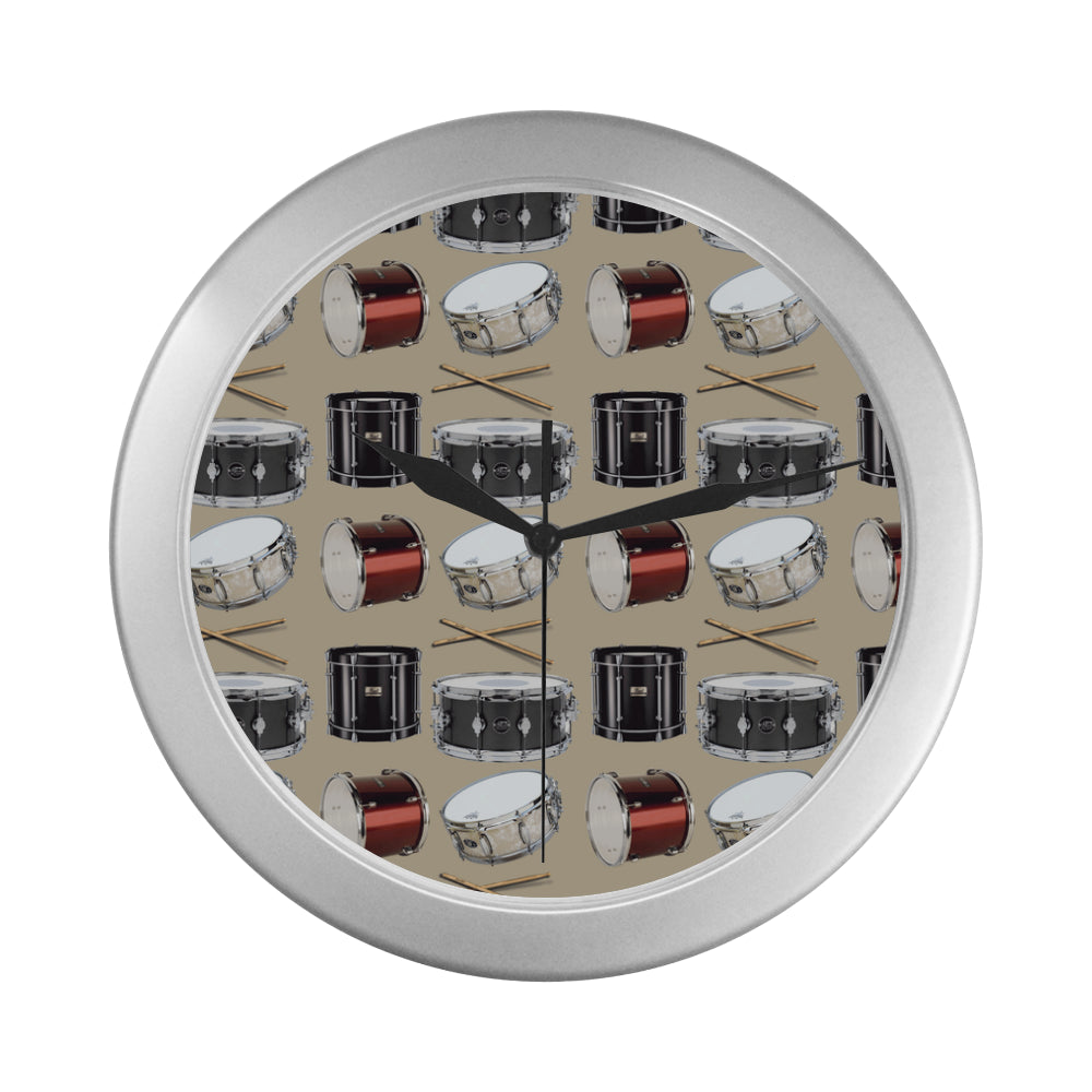 Drum Pattern Silver Color Wall Clock - TeeAmazing