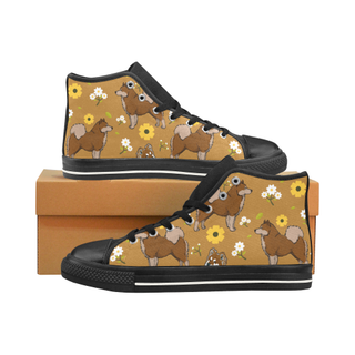Eurasier Flower Black Men’s Classic High Top Canvas Shoes /Large Size - TeeAmazing