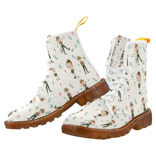 Zoo Keeper Pattern White Boots For Men - TeeAmazing