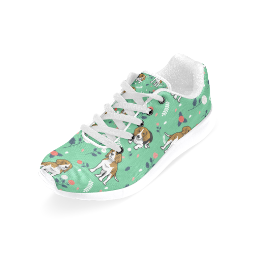 Beagle Flower White Women’s Running Shoes (Model 020) - TeeAmazing