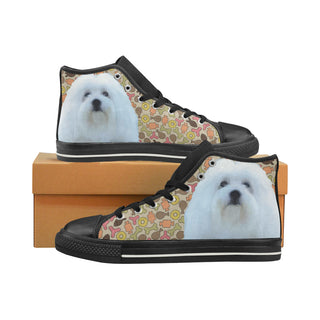 Coton De Tulear Dog Black High Top Canvas Women's Shoes/Large Size - TeeAmazing