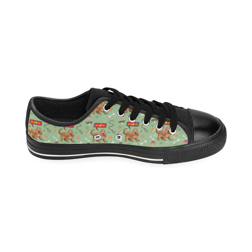 American Cocker Spaniel Pattern Black Low Top Canvas Shoes for Kid - TeeAmazing