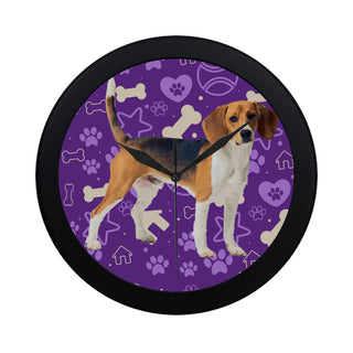 Beagle Black Circular Plastic Wall clock - TeeAmazing