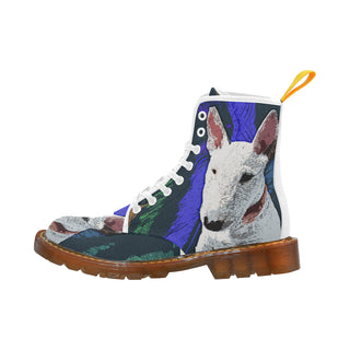 Bull Terrier Painting White Boots For Women - TeeAmazing
