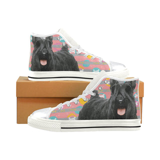 Cute Scottish Terrier White High Top Canvas Shoes for Kid - TeeAmazing