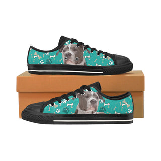 Staffordshire Bull Terrier Black Men's Classic Canvas Shoes/Large Size - TeeAmazing