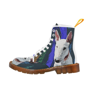Bull Terrier Painting White Boots For Men - TeeAmazing
