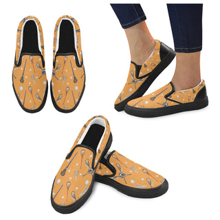 Lacrosse Pattern Black Women's Slip-on Canvas Shoes - TeeAmazing