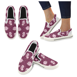Pig White Women's Slip-on Canvas Shoes/Large Size (Model 019) - TeeAmazing