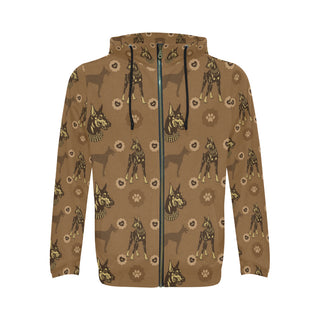 Doberman All Over Print Full Zip Hoodie for Men - TeeAmazing