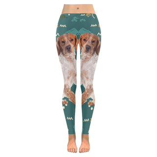 Brittany Spaniel Dog Low Rise Leggings (Invisible Stitch) (Model L05) - TeeAmazing